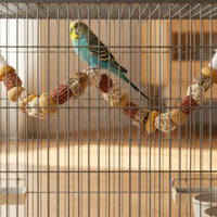 Bird Gnaw Toy Wood Hanging Bird Toy with Metal Hardware Enrichment for Parrots