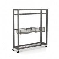 Mobile Pickleball Paddle Storage Rack Freestanding Paddle Rack with Two Slots Vertical Display Stand Space-Saving for Garage