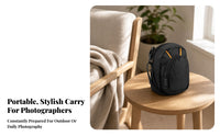 Compact Crossbody Camera Bag Detachable Strap Padded Camera Bag Black Photo Gear Storage Textured Material
