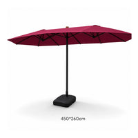 Three-Head Patio Umbrella Windproof Patio Umbrella with Base Waterproof Parasol for Business Owners, Cafe, Market Stalls, Backyard