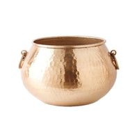 Metal Vase with Handles Gold Decorative Vase Hammered Metal Bowl Textured for Tabletop, Entryway