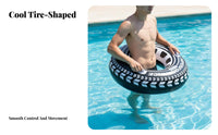 Inflatable Tire Swim Tube With Handles Tire Swimming Tube Thickened Material Wheel Design Swim Tube for Adults, Teens, Beach, Lake, Summer Vacation