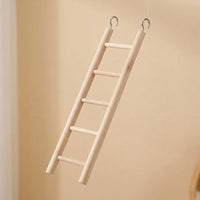 Climbing Ladder and Parrot Swing for Parakeets and Cockatiels, Wood Hanging Bird Ladder, Wooden Pet Bird Toy for Cage Exercise and Play