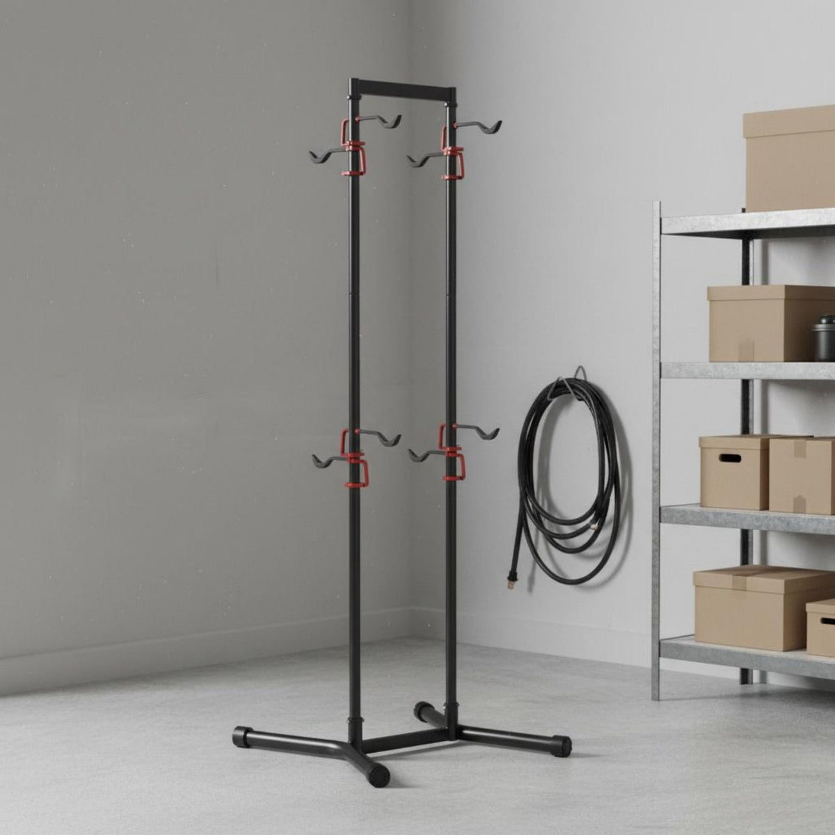 Multi-Cycle Storage Rack Saving Freestanding Upright Bike Stand Rack Fully Adjustable for Garage