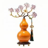 Decorative Gourd Ornament with Tassel Glossy Crystal Flower Vase Ornament for Entryway