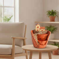 Fairy Garden Pot Indoor Planter with House Sculptural Planter Tabletop Succulent Pot Small for Hobbyists, Desk, Windowsill