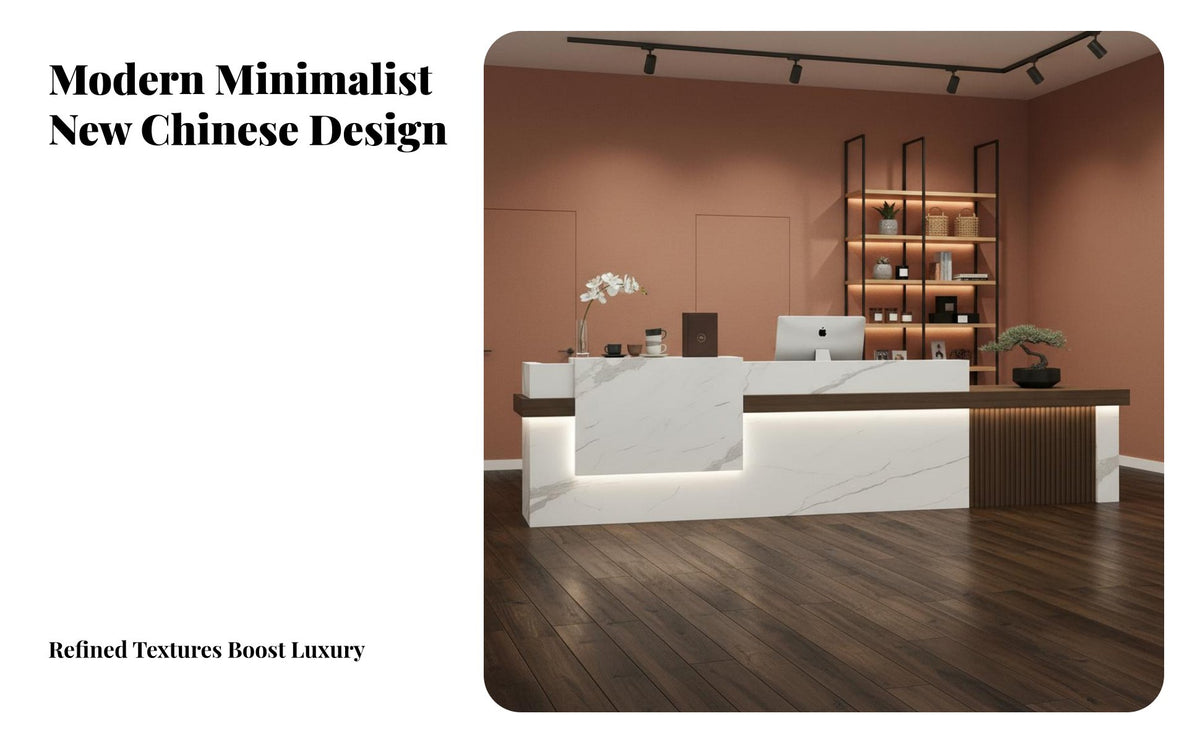 Modern Reception Desk Multi-Use Company Lobby Counter Sturdy Construction Retail Checkout Counter for Business Owners, Office Managers