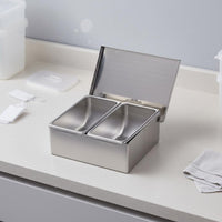 Stainless Steel Condiment Box With Lid Stainless Steel Condiment Station Rectangular Seasoning Holder Rust-Resistant