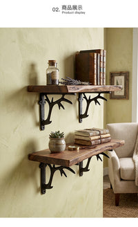 Vintage Cast Iron Antler Wall Shelf Bracket