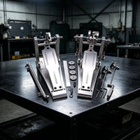 Double Bass Drum Pedal Metal Double Pedal with a Drive Shaft Shaft Stable Hardware for Drummers, Stage, Studio