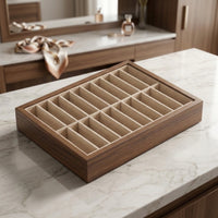 Bracelet Display Tray Walnut-Finish Bracelet Holder Padded for Dressing Table
