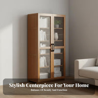 Large Capacity Bookshelf with Doors Easy Assembly Multi-Layer Storage Shelf Sturdy Construction Multi-Tier Display Cabinet Dust-Proof for Home Organizers, Homeowners, Collectors, Study Room, Bedroom, Kitchen
