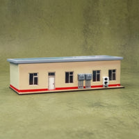 4 Pieces Pre-Printed Station Building Kit Miniature Railway Station Building with Wall Panels Detachable Model Realistic for Modelers