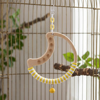 Hoop Climbing Toy and Standing Frame with Bell, Wooden Bird Cage Accessory for Parrot Enrichment, Small Size Decor for Parakeets Cockatiels