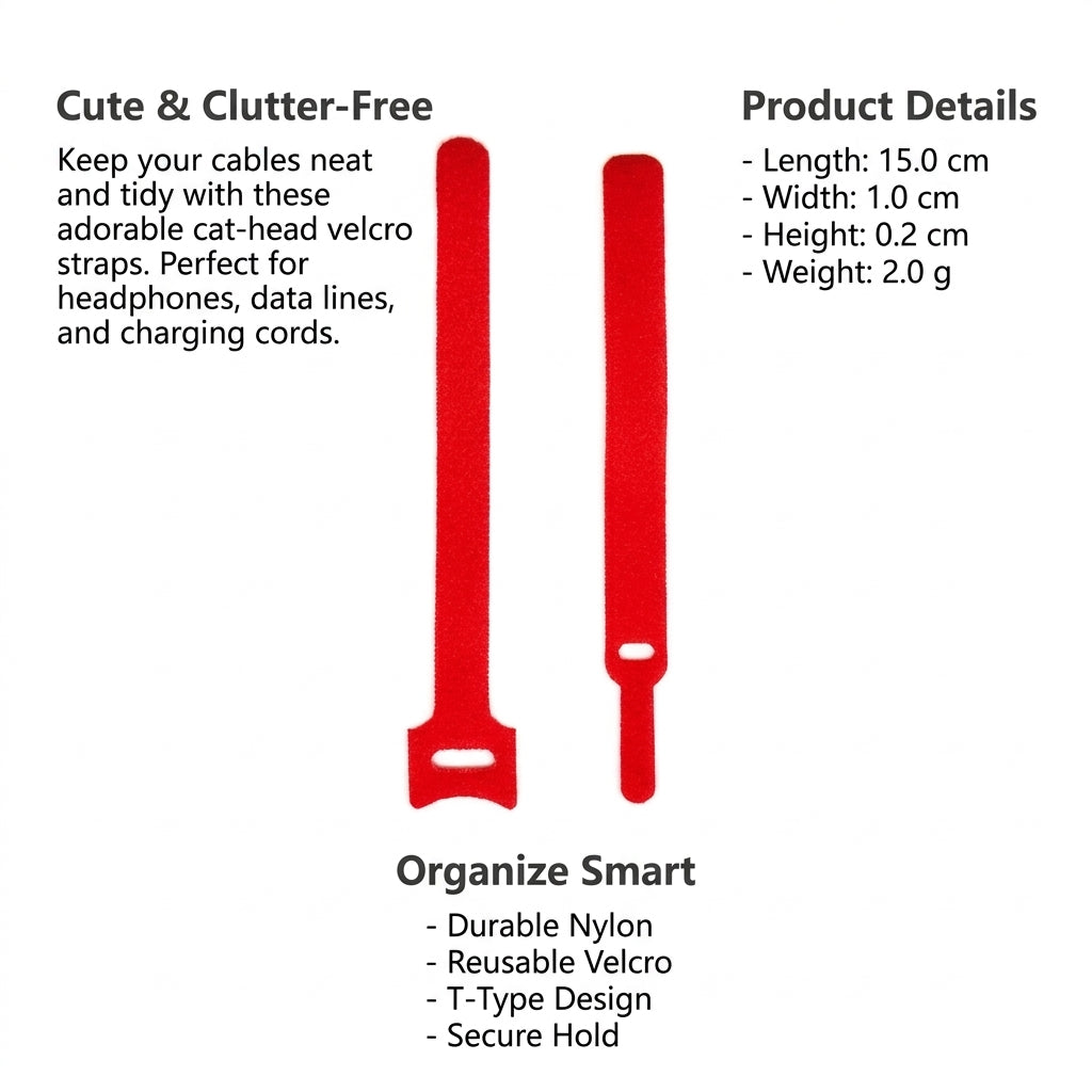 60 PCS Nylon Hook and Loop Cable Ties Cat Cable Organizer, Reusable Cable Management Straps for Earphone Charger Cords, PC Accessories