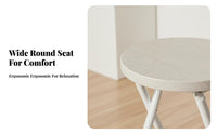 Foldable Collapsible Round Chair Sturdy Cross-Frame Folding Stool Space-Saving Portable Seating Stackable for Students, Families, Campers, Indoor, Dorm Room, Apartment, Travel