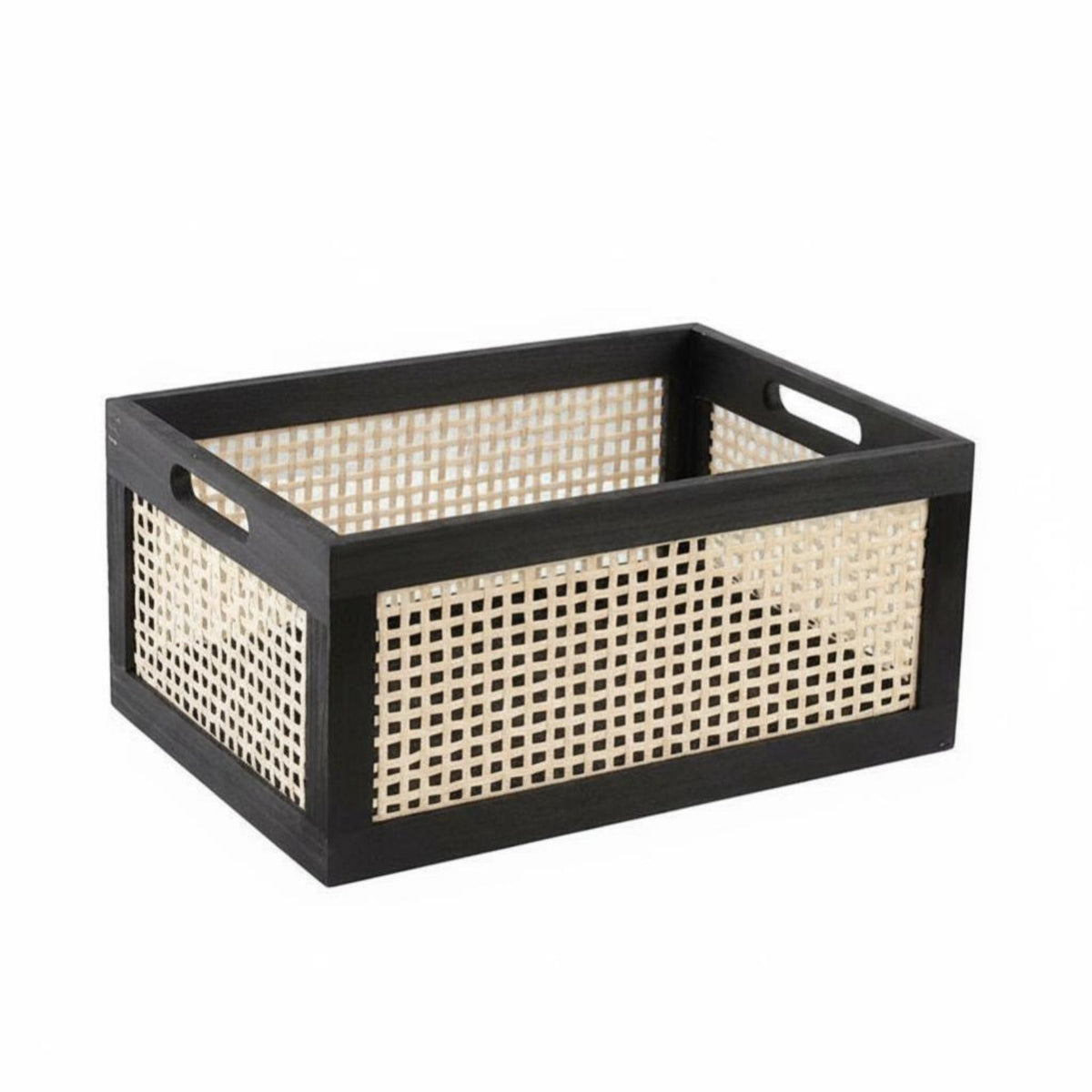 Wood Frame Woven Basket uncoveredTop Household Storage Vintage and aesthetic for Living Room