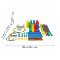 114 Pieces Physical Activity Preschool Gym Play Set Multifunction Kids Fitness Equipment Set Colorful for Preschoolers, Kindergarten, Home