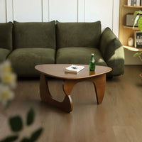 Safe Round Corners Solid Wood Triangle Coffee Table Wear-Resistant Nordic Wood Tea Table Easy Assembly Waterproof for Small Apartment Owners