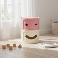 Round Bedside Table Nordic Style Cheerful Face Nightstand Creative Design Stackable Storage Unit for Kids, Bedroom, Living Room, Playroom