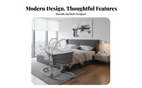 Soothing Vibration Adjustable Bedside Bassinet Portable Adjustable Bedside Sleeper Rocking Motion Baby Rocker Electric Operation for Newborns, Infants, Parents, Bedroom, Living Room, Home, Indoors