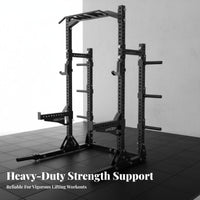 Half Squat Rack Heavy Duty Construction Adjustable Squat Rack Commercial Grade Strength Strength Rack Cage for Weightlifters, Bodybuilders