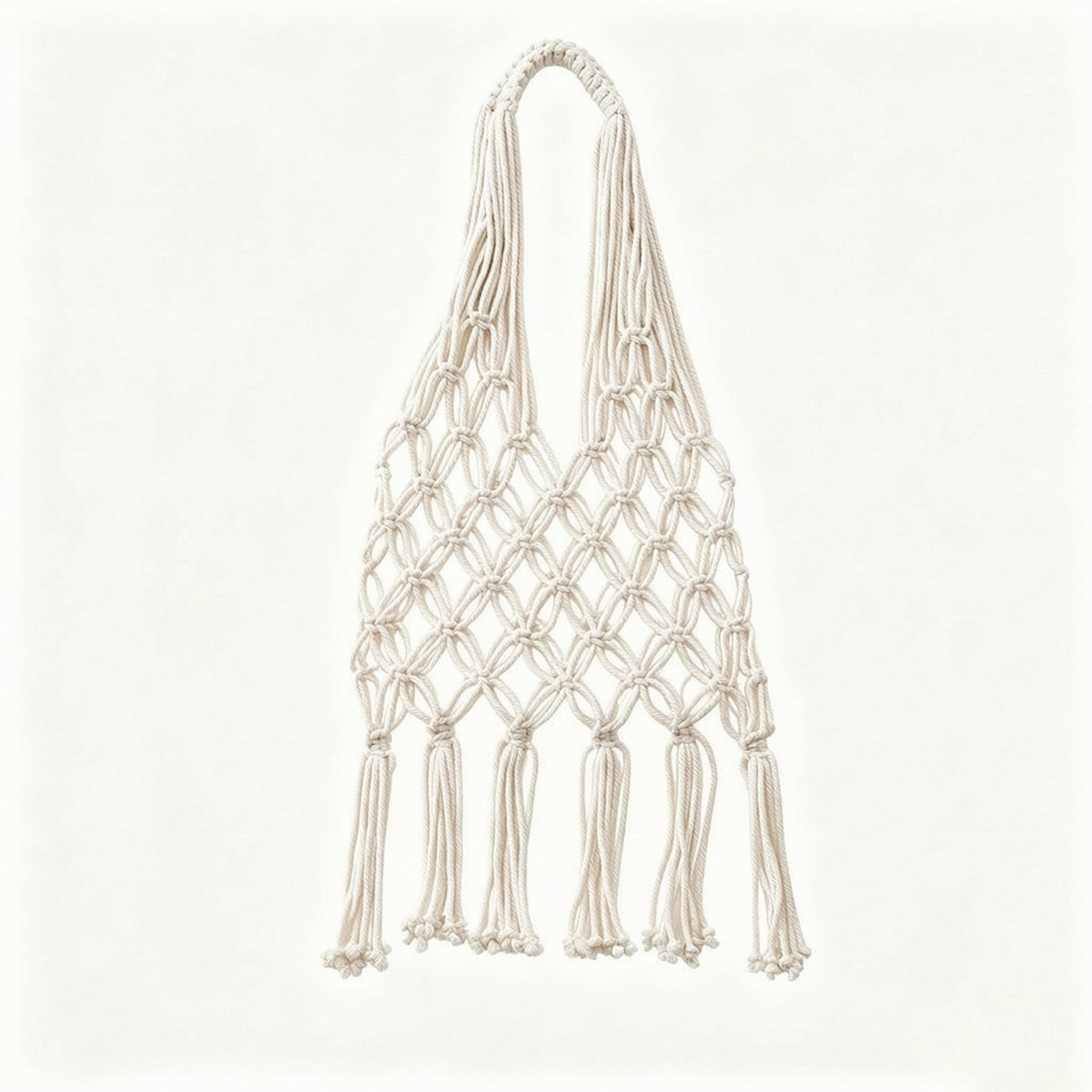 Mesh Bag with Tassels Versatile Macrame Bag Expandable for Beach