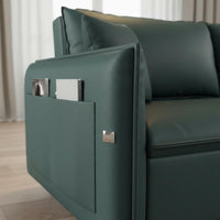 Multi-Functional Leather Convertible Couch Nordic Design Pull-out Sleeper Sofa with Storage Pockets Faux Leather Loveseat Sleeper Pet-Friendly for Small Areas