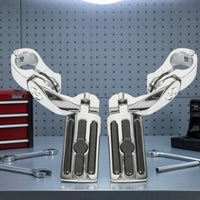 Foot Pegs with Mounting Brackets Rubber-Treaded Motorcycle Foot Pegs Black Footrest Mounting Hardware Kit for Riders, Motorcyclists