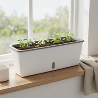 Water Inlet Narrow Balcony Planter Two-in-One-Use Design Self-Watering Planter Long-Lasting Plastic Herb Garden Box Weather Resistant for Beginners, Windowsill, Kitchen