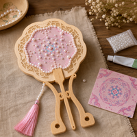 DIY Song Brocade Pearl Round Fan Kit with Tassel - Chinese Style Craft for Kids & Adults