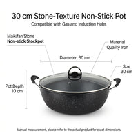 Induction Hob Cooking Pots in Iron Style, Fine Iron Noodle Pot for Korean Ramen, Large Soup Pot with Lid for Stew, Home Family Cookware