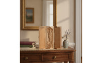 Folding Triptych Tabletop Carving with Hinged Panels Hand-Carved Shrine for Collectors, Desk