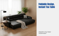 modernperiod Electric Sofa, Genuine Leather Recliner, Space-Saving, Multi-Functional Sofa Bed, Remote Control