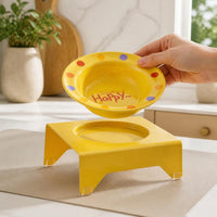Elevated Pet Feeder with Anti-Tip Stand for Cats and Small Dogs, UFO-Shaped Bowl for Food or Water