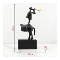 Boy Playing Trumpet Sculpture Modern Abstract Metal Sculpture Smooth Ornamental Statue for Bedroom