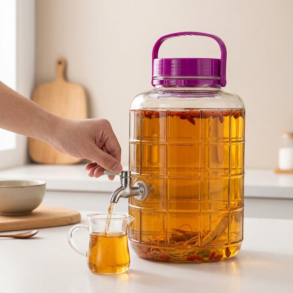 Glass Fermentation Jar with Spigot for Wine, Fruit, and Pickles