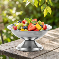 Stainless Steel Pedestal Bowl with Fork Compact Footed Bowl with Fork Polished Centerpiece Modern for Buffet, Restaurant, Cafe