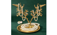 Deer Branching Jewelry Stand Gold Tone Branching Jewelry Tray Decorative Decor Piece