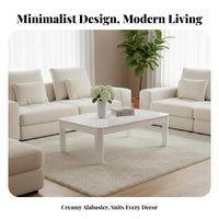 Snow White snow Finish Rounded Corner Low Table Modern Minimalist design Household Furniture Small Apartment accommodating Easy to Clean for Homeowners, Families, Adults, Living Room, Reception Area, Office, Lounge
