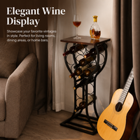 Black Metal Wine Rack, Freestanding Wine Bottle Holder, Modern Matte Finish for Kitchen & Small Spaces, 38x30.5x84cm