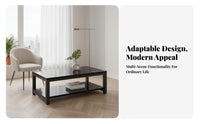 Light Luxury Feel 2-Tier Glass Coffee Table Modern design Living Room Furniture Minimalist Indoor Furnishing Easy to Clean for Office Workers, Apartment Dwellers, Homeowners, Reception Area, Lounge, Bedroom
