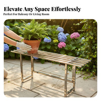 Floor-Standing Single-Tier Slatted Bench Rust-Proof Plant Stand Rustproof Storage Rack Strong Load-Bearing for Gardeners, Homeowners, Balcony, Living Room, Patio, Greenhouse