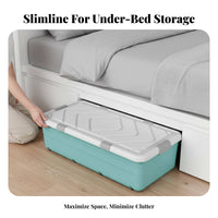 low-clearance Rolling container Space Saving Wheeled Storage Container particulateproof Organizer Box for Students, Homeowners, Under Bed, Bedroom, Dorm Room