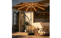 Sun Umbrella with LED Lights Weighted Patio Umbrella with Fillable Base Lighted for Homeowners, Cafe Owners, Backyard, Balcony