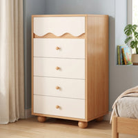 Five-Drawer Cabinet Living Room Sideboard Wood-Grain Storage Cabinet for Apartment
