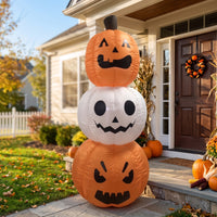 Lighted Stacked Pumpkin Inflatable Tall Inflatable Pumpkin with LED Lights Bright Outdoor Decoration Sturdy for Yard, Lawn