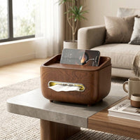 Tissue case, wood grain style, large capacity, for living room coffee table, stylish new Chinese style design