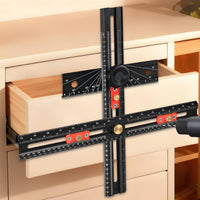 Aluminum Alloy Sliding T-Square Ruler Engraved Markings Positioning Ruler Matte Black