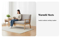 Japanese aesthetic Wood Frame Armchair Retro Design Sofa Modern Minimalist Couch space-saving Size for Apartment Dwellers, Office Managers, Business Owners, Living Room, Homestay, Reception Area, Bedroom